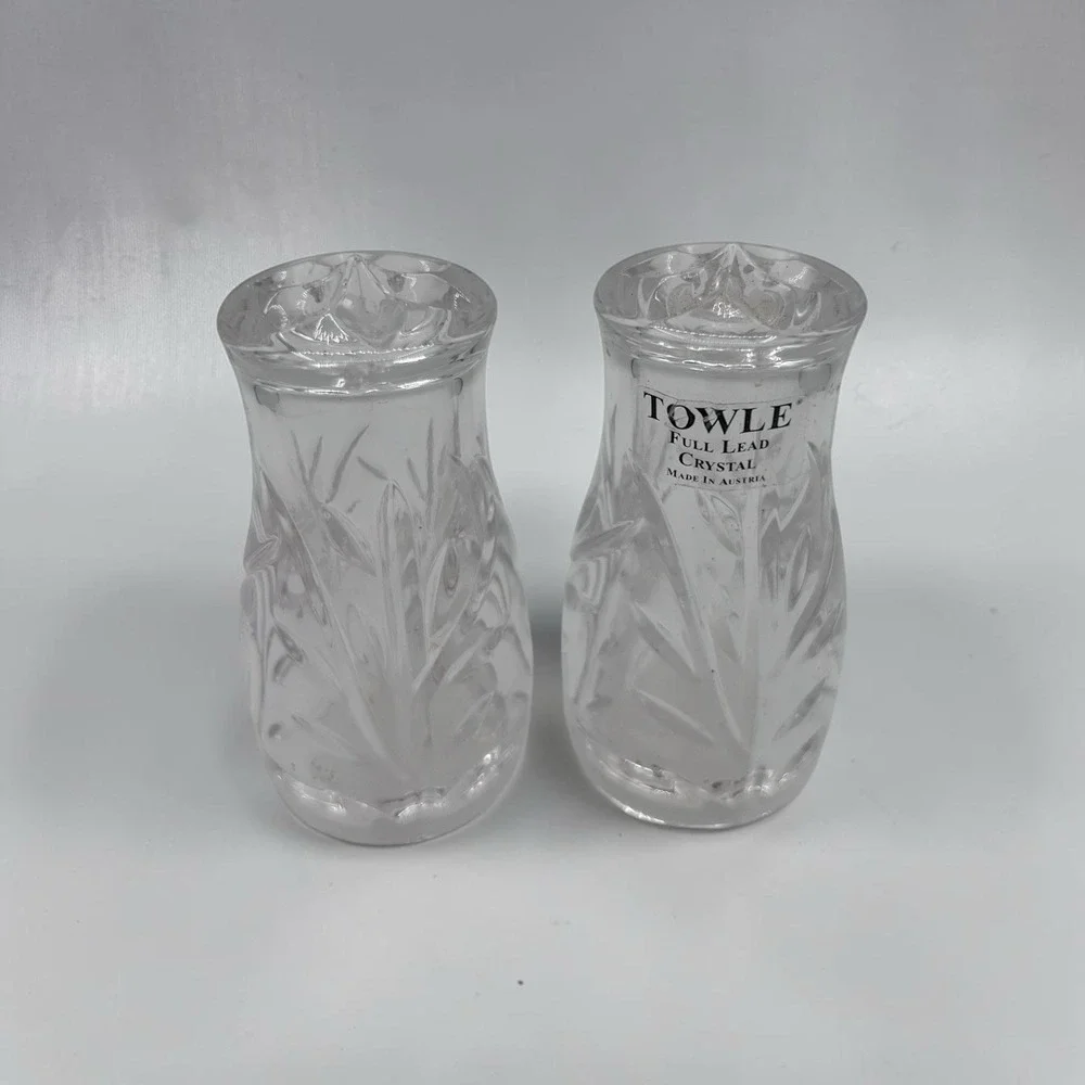 Towle Full‎ Lead Crystal Salt & Pepper Set Made In Austria Luxury Perfect Gift